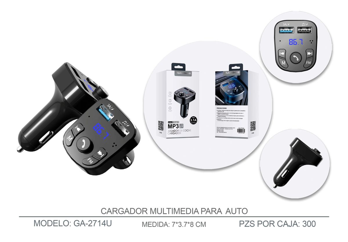 CARGADOR MULTIMEDIA PARA AUTO / GA-2714U